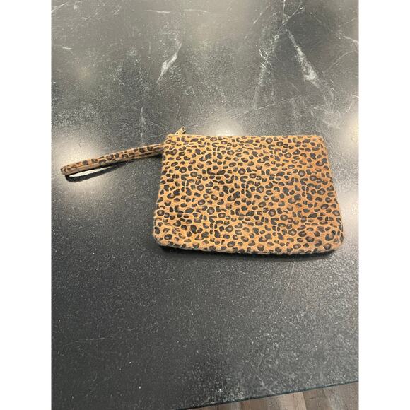Cheetah Felted clutch, wristlet or cosmetic bag 11" X 9" - Picture 2 of 7